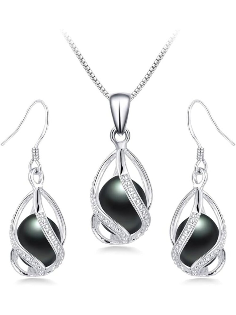 Elegant Pearl Jewelry Set - S925 Sterling Silver & 14K Gold Plated Necklace